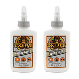 Gorilla Dries Clear Wood Glue, 4oz Bottle (Pack of 2) Gorilla