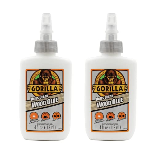 Gorilla Dries Clear Wood Glue, 4oz Bottle (Pack of 2) - WoodArtSupply