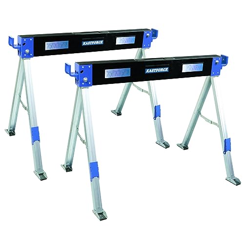 KASTFORCE Folding Sawhorse 2200 lb /1000kg capacity Heavy Duty Jobsite Table Stand with Folding Legs Twin Pack KF3005 - WoodArtSupply