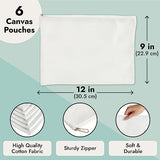 Bright Creations 6 Pack Large Cosmetic Canvas Pouch With Zipper 9 x 12, Blank Bag Organizer Purse for Travel, Toiletry, DIY Crafts Bright Creations