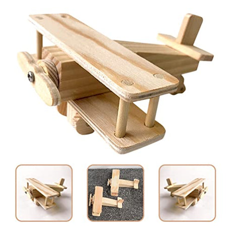 Kisangel Toddler Toys Boy Toys Boy 2 Sets Wooden Airplane Craft Model 3D Unfinished Puzzle DIY Fun Educational Figurine Construction Hobby to Build Kisangel