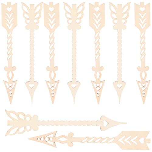 SEWACC 10pcs Unfinished Arrows Wood Pieces Wooden Shape Cutouts DIY Blank Wood Sign Arrows Cutout Embellishment for Wedding Birthday Party