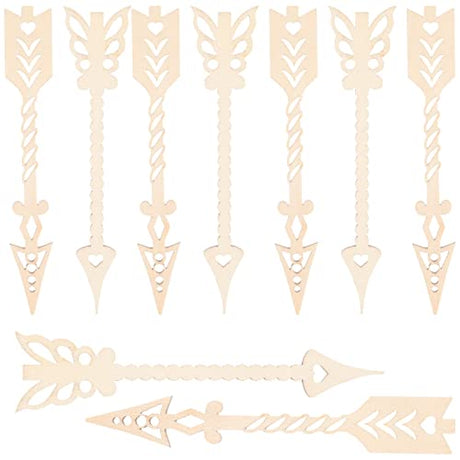 SEWACC 10pcs Unfinished Arrows Wood Pieces Wooden Shape Cutouts DIY Blank Wood Sign Arrows Cutout Embellishment for Wedding Birthday Party SEWACC