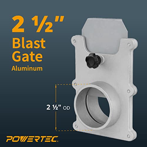 POWERTEC 70134-P2 2-1/2-Inch Aluminum Blast Gate for Dust Collector, Dust Collection Fittings - 2 PK POWERTEC