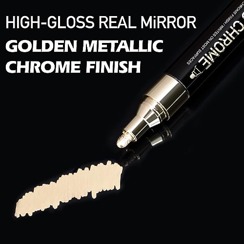 ZEYAR Liquid Gold Chrome Paint Marker, DIY Shiny Gold Marker Pen for any surface, Golden Metallic High-gloss display, Dual tips: Extra Fine and ZEYAR