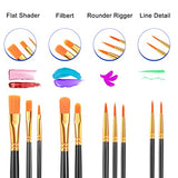 ESRICH Acrylic Paint Brushes Set,8Packs /80 Pcs, Black Nylon Brush Head, Suitable for Acrylic, Oil, Watercolor,Rock Body Face Nail Art,Perfect Suit ESRICH