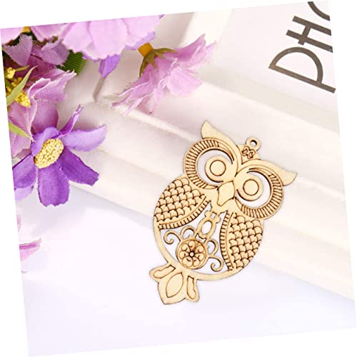 25Pcs owl Wood Chips Wooden Flowers Owl Charm Pendant Wooden owl Shape Blank Wooden Slices Unfinished Wood Animal Craft Animal Wood Blanks Kids KONTONTY