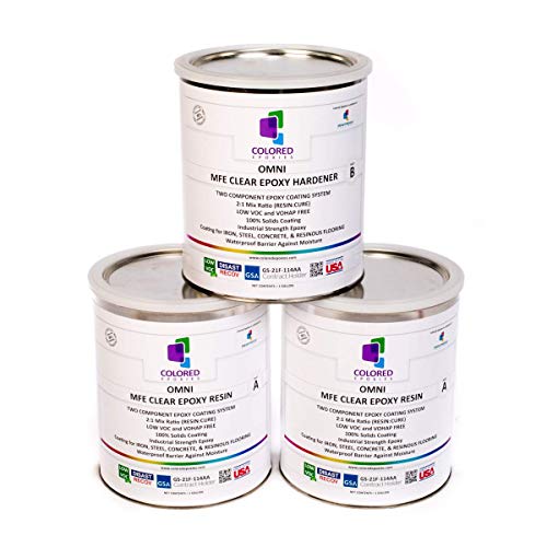 Coloredepoxies 10002 Clear Epoxy Resin Coating 100% Solids, High Gloss For Garage Floors, Basements, Concrete and Plywood. 3 Gallon Kit - WoodArtSupply