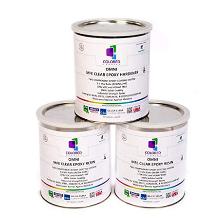 Coloredepoxies 10002 Clear Epoxy Resin Coating 100% Solids, High Gloss For Garage Floors, Basements, Concrete and Plywood. 3 Gallon Kit colored epoxies
