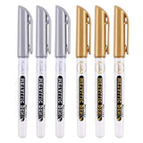 6Pc Gold Silver Epoxy Resin Drawing Pen Gold Leafing Point Pen Marker Acrylic Paint Highlights Metallic Permanent Marker Silicone Molds epoxy resin W-LOVE