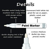 White Paint Pens, 6 Pack 2.5mm Medium Tip White Paint Marker Permanent for Wood Rock Plastic Leather Glass Stone Metal Canvas Ceramic Fabric Tire FLYMAX