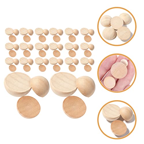 Operitacx 150pcs Half Round Wooden Ball Wood Mini Hemisphere Balls Unfinished Wood Beads Macrame Beads Mini Wood Split Wood Beads Wooden Jewelry Mini Operitacx
