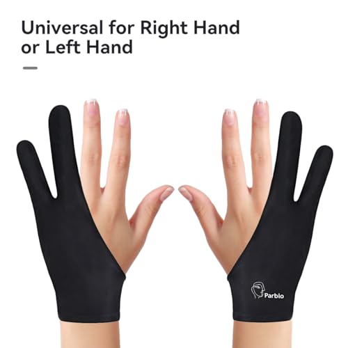 Parblo PR-01 Drawing Glove 2Pack,Digital Drawing Glove Artist Glove Two Finger Glove Art Glove Drawing Tablet Glove for Right Hand and Left Hand Parblo