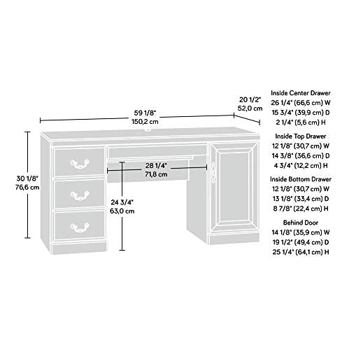 Sauder Heritage Hill Computer Credenza, L: 59.25" x W: 20.47" x H: 30.24", Classic Cherry Sauder