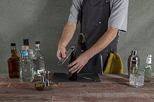 LEGACY - a Picnic Time brand Collins Mixologist Apron Waxed Canvas with Corkscrew and Bottle Opener, One Size, Gray with Black Accents PICNIC TIME
