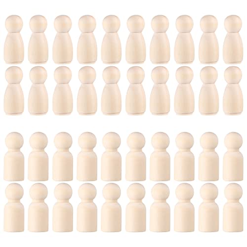 STOBOK Unfinished Wooden Peg Dolls: 50 Pack Peg People Crafts DIY Wood People Toys, Doll Bodies Wood Figures, Decorative Peg Doll People for Kids Art - WoodArtSupply