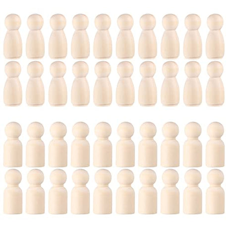 STOBOK Unfinished Wooden Peg Dolls: 50 Pack Peg People Crafts DIY Wood People Toys, Doll Bodies Wood Figures, Decorative Peg Doll People for Kids Art STOBOK