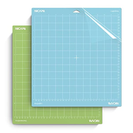 Nicapa Cutting Mat for Cricut Maker 3/Maker/Explore 3/Air 2/Air/One (12x12 inch, Standard Grip、Light Grip) Adhesive Sticky Quilting Replacement Cut NICAPA