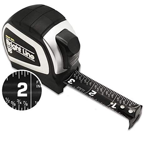 Perfect Measuring Tape - BrightLine High Contrast Dark Mode Easy Read Tape Measure for Low Light Visibility - Heavy Duty Rubber Case 18ft (Inch PERFECT MEASURING TAPE