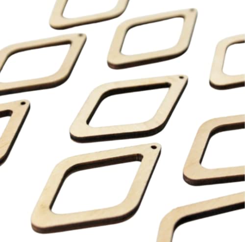 ALL SIZES BULK (12pc to 100pc) Unfinished Wood Wooden Hollow Diamond Frame Laser Cutout Dangle Earring Jewelry Blanks Charms Ornaments Shape Crafts Texan Wood Crafts