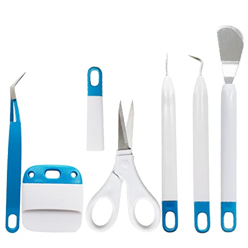 Craft Weeding Tools for Vinyl, 6 Pieces Craft Vinyl Weeding Tool Kit, Basic Tool Set for Silhouette Cameo Crafting and DIYs (Peacock Blue) - WoodArtSupply