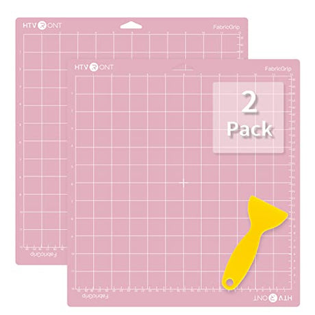HTVRONT Fabric Grip Cutting Mats for Cricut, 2 Pack Cutting Mats 12x12 for Cricut Maker/Maker 3/Explore 3/Air/Air 2/One, Fabric Adhesive Sticky Pink HTVRONT
