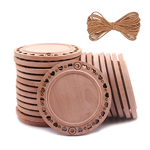 CBCMY Natural Wood Slices 40 Pcs 2.36inches Craft Unfinished Wood kit Predrilled with Hole Wooden Circles for Arts Wood Slices Christmas Ornaments CBCMY