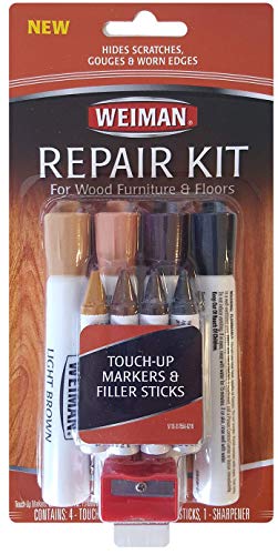 Weiman Wood Repair System Kit - 4 Filler Sticks 4 Touch Up Markers - Floor and Furniture Scratch Fix Weiman