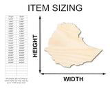 Unfinished Wood Ethiopia Country Shape - East African Craft - up to 36" DIY 18" / 1/8" 24 Hour Crafts