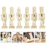 MAGICLULU 12Pcs Unfinished Wooden Nutcracker Wooden Nutcracker to Paint Wooden Color Nutcracker for DIY Craft,Christmas, Ornaments MAGICLULU