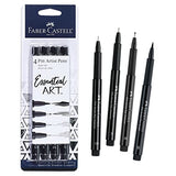 Faber-Castell Pitt Artist Pens Essential Set - 4 Black Markers, Variety of Nibs Faber-Castell