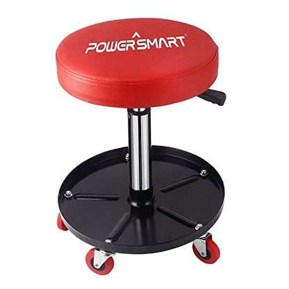 PowerSmart 300-pound Capacity Mechanic Stool, Rolling Stool with Wheels & Tool Tray - WoodArtSupply