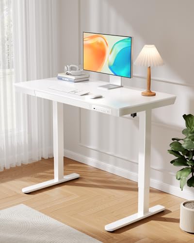 ErGear Electric Standing Desk, 48 x 24 inch Standing Desk with Drawer, Sit Stand Desk with Preassembled Top & USB Charging Ports, Height Adjustable ErGear