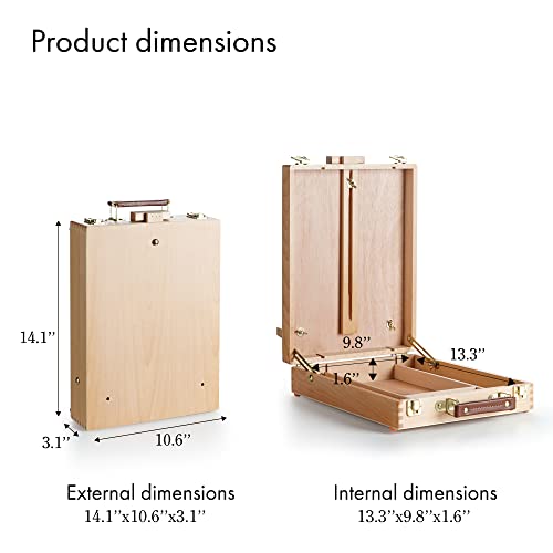 ARTIFY Adjustable Beechwood Tabletop Painting Easel, Table Sketch Box Easel, Desktop Artist Easel for Drawing (Easel Box) - WoodArtSupply