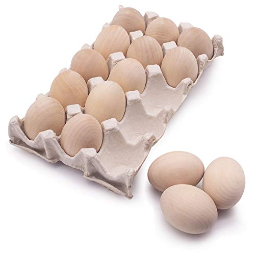 SallyFashion 15Pcs Unpainted Wooden Fake Easter Eggs for Children DIY Game,Kitchen Craft Adornment,Wood Eggs for Encouraging Hens to Lay Eggs