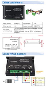 RATTMMOTOR CNC Brushless Spindle Motor Kit, 48VDC 500W Spindle Motor Air Cooled ER11, 12000RPM, 0.6N.m, 55MM+BLDC Driver Motor Speed Controller 600W RATTMMOTOR