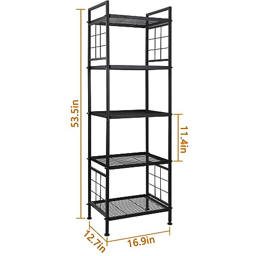 GIOTORENT 5-Wire Standing Storage Shelves, Metal Shelving Unit Pantry Rack for Laundry Kitchen Bathroom Organizer(Black) - WoodArtSupply