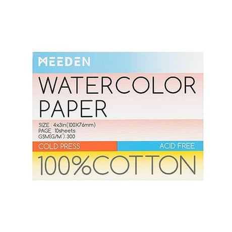 MEEDEN 4" x 3" Blank Watercolor Paper Cards, 5 Pcs Cold Press Watercolor Paper Bulk, 100% Cotton Watercolor Paper Postcards for Adults & Students MEEDEN