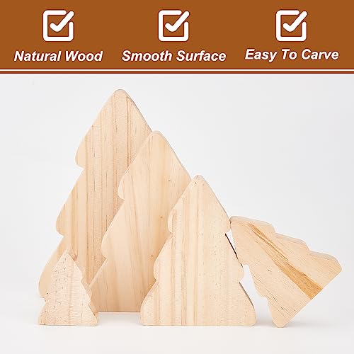 OLYCRAFT 8Pcs 4 Sizes Unfinished Wooden Tree Blocks Wooden Tray Plates Christmas Tree Blank Wooden Cutouts Wooden Display Decoration Pieces for Home OLYCRAFT
