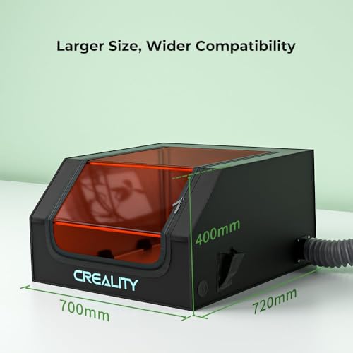 Creality Laser Engraver Enclosure, Fireproof and Dustproof Laser Cutter Protective Cover 27.5x28.3x15.7in with Fan and Pipe, Fits for Most Laser Creality