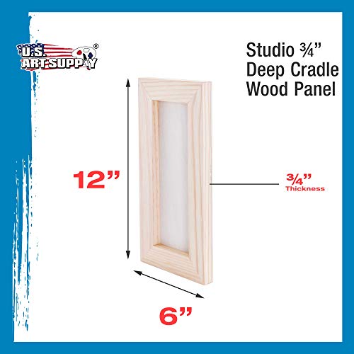U.S. Art Supply 6" x 12" Birch Wood Paint Pouring Panel Boards, Studio 3/4" Deep Cradle (Pack of 4) - Artist Wooden Wall Canvases - Painting U.S. Art Supply