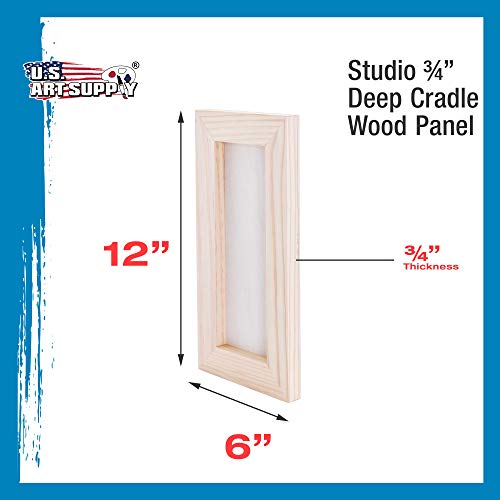 U.S. Art Supply 6" x 12" Birch Wood Paint Pouring Panel Boards, Studio 3/4" Deep Cradle (Pack of 4) - Artist Wooden Wall Canvases - Painting