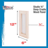 U.S. Art Supply 6" x 12" Birch Wood Paint Pouring Panel Boards, Studio 3/4" Deep Cradle (Pack of 4) - Artist Wooden Wall Canvases - Painting U.S. Art Supply