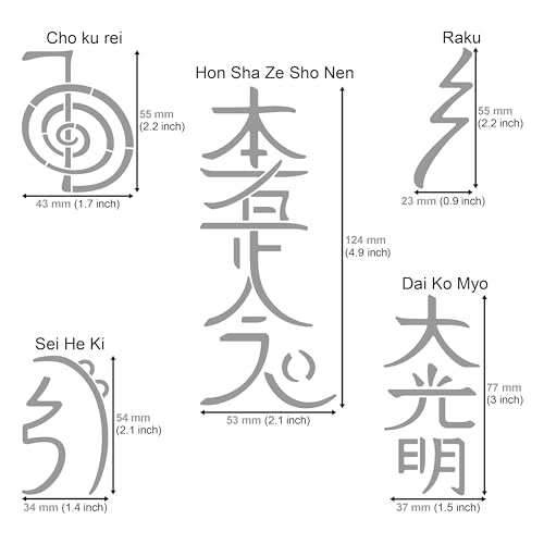 Aleks Melnyk #100 Usui Reiki Symbols, Pyrography Metal Stencil, Japanese Namaste Stencil, Chinese Letter Stencil, Dai Ko Myo, Template Craft Wood - WoodArtSupply