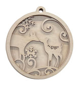 Deer & Snowflakes Door Sign 3 Pieces Laser Cut Out Unfinished RND70 The Wood Shape Store