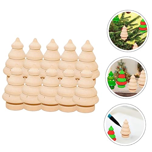 SEWOART 10pcs Wood Snowman Doll Unfinished Wood Craft Wood Christmas Trees Unfinished Natural Wood Xmas Tree Christmas Peg Dolls Holiday Peg Dolls - WoodArtSupply