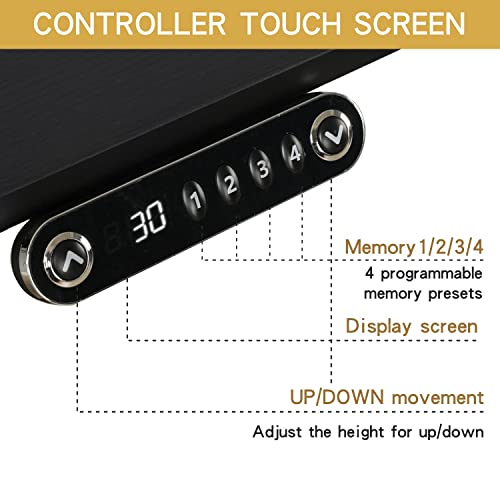 Jceet Adjustable Height L-Shaped 59 Inch Electric Standing Desk - Sit Stand Computer Desk, Stand Up Desk Table for Home Office, Black Frame and Top Jceet