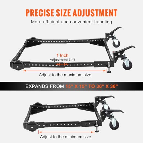 VEVOR Adjustable Universal Mobile Base 700 LBS Load-Bearing Capacity Heavy-Duty Mobile Base Rolling Mobile Base with Locking Levers, Used for VEVOR
