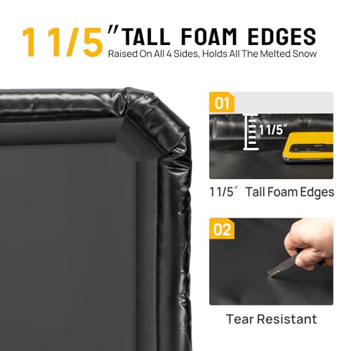 TUFFIOM 9'x 20' Containment Mat w/Squeegee, Garage Floor Mats for Under Car, Heavy Duty Waterproof Car Parking Mats for Snow Ice Rain Mud Oil TUFFIOM