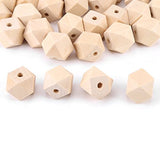 Geometric Wooden Beads 50Pcs Unpainted Faceted Geometric Unfinished Wood Bead Polygons Shape DIY Wooden Spacer for Necklace Bracelet Making DIY Ejoyous